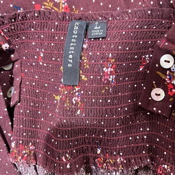 Knot Sisters Maroon Floral Flowy Dress Women’s Large - Picture 3 of 5